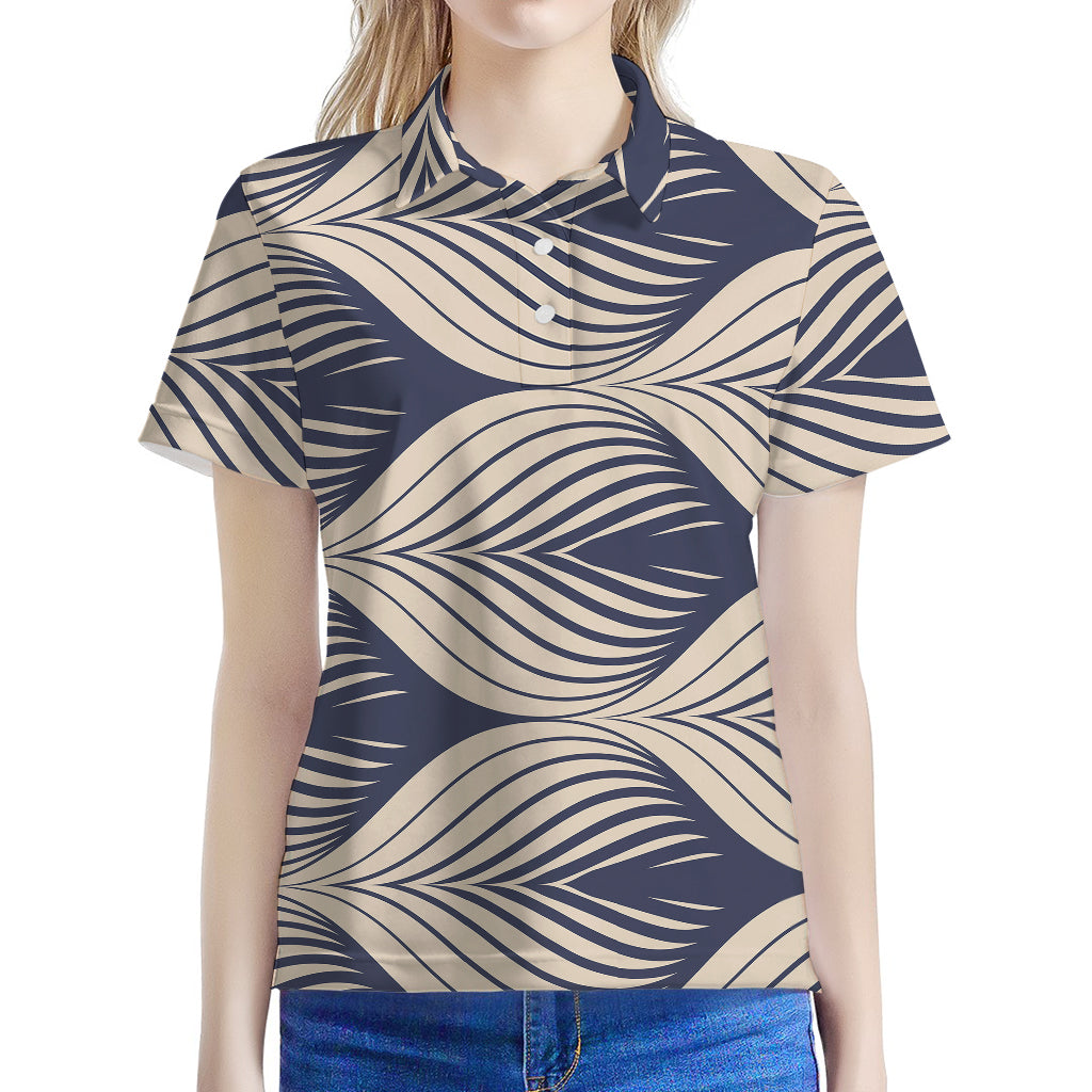 Vintage Geometric Leaf Pattern Print Women's Polo Shirt