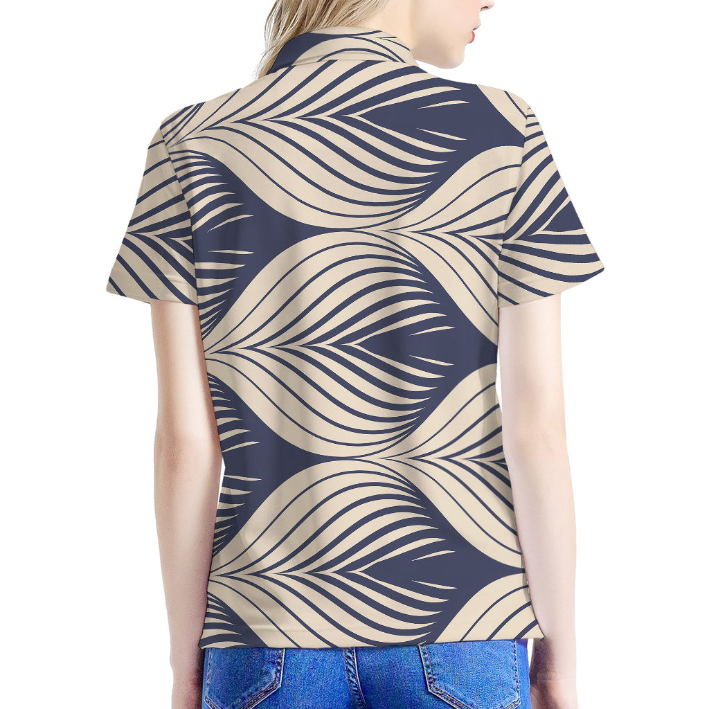 Vintage Geometric Leaf Pattern Print Women's Polo Shirt