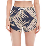 Vintage Geometric Leaf Pattern Print Women's Split Running Shorts