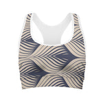 Vintage Geometric Leaf Pattern Print Women's Sports Bra