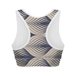 Vintage Geometric Leaf Pattern Print Women's Sports Bra