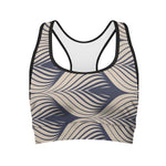 Vintage Geometric Leaf Pattern Print Women's Sports Bra