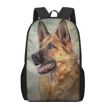 Vintage German Shepherd Portrait Print 17 Inch Backpack