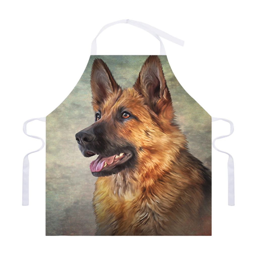 Vintage German Shepherd Portrait Print Adjustable Apron