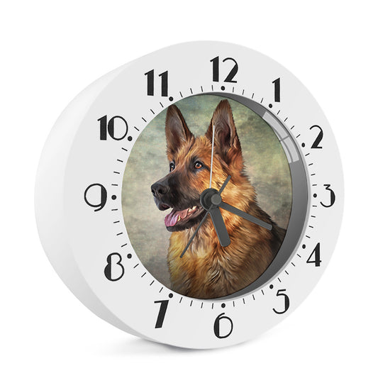 Vintage German Shepherd Portrait Print Alarm Clock