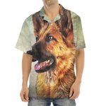 Vintage German Shepherd Portrait Print Aloha Shirt