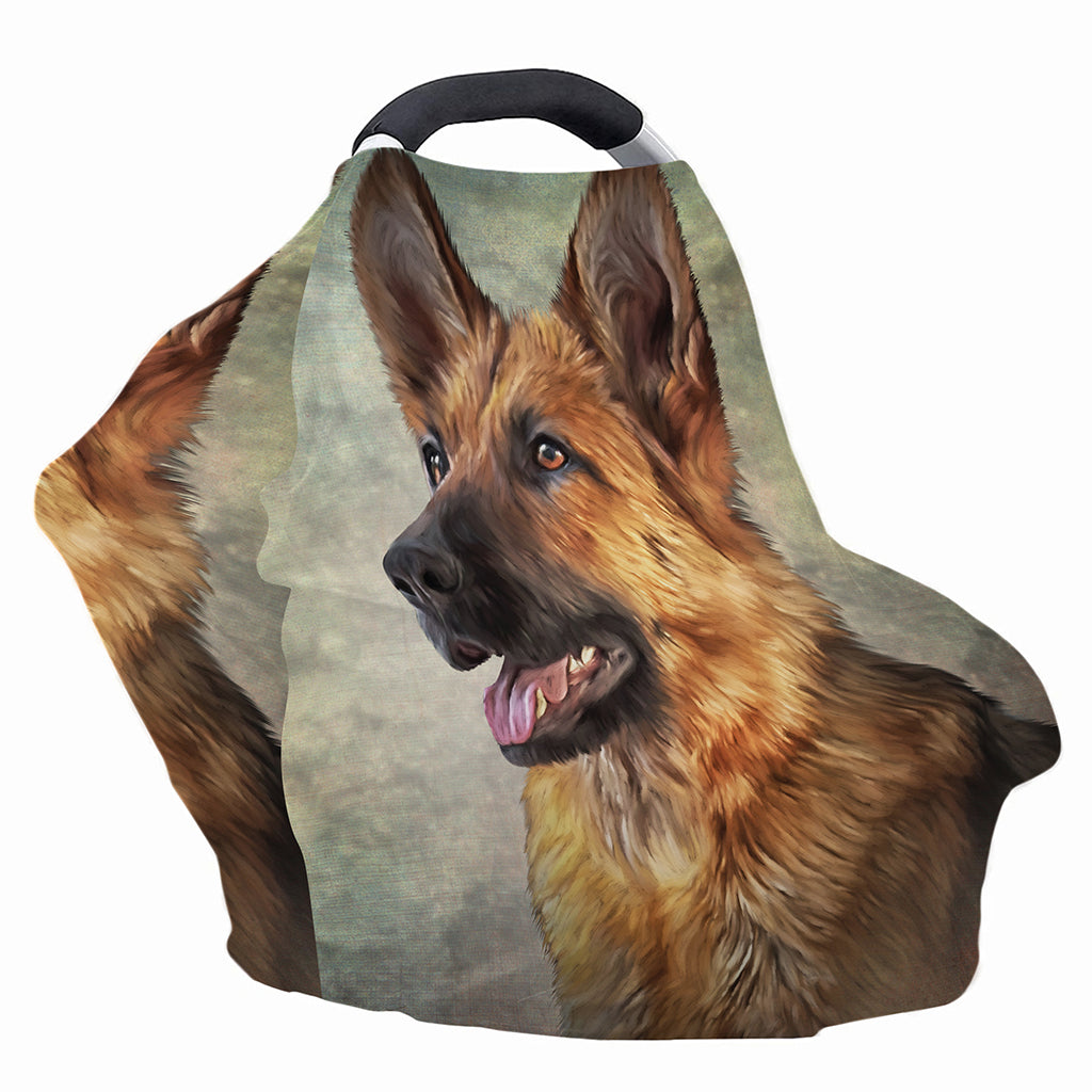 Vintage German Shepherd Portrait Print Baby Seat Cover