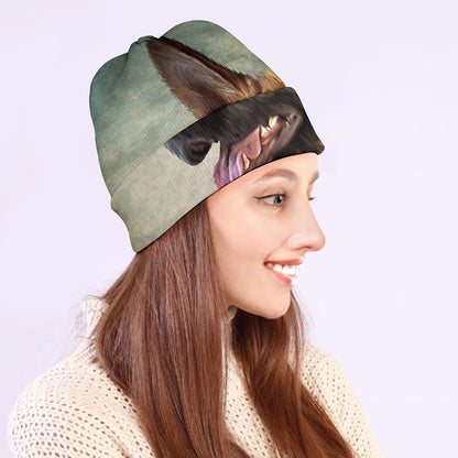 Vintage German Shepherd Portrait Print Beanie