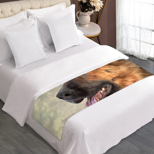 Vintage German Shepherd Portrait Print Bed Runner