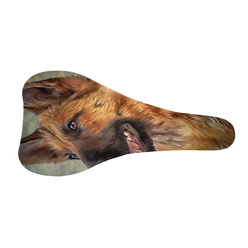 Vintage German Shepherd Portrait Print Bicycle Seat Cover