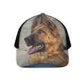 Vintage German Shepherd Portrait Print Black Mesh Trucker Hat