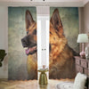 Vintage German Shepherd Portrait Print Blackout Pencil Pleat Curtains