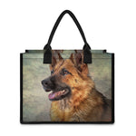 Vintage German Shepherd Portrait Print Canvas Tote Bag