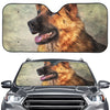 Vintage German Shepherd Portrait Print Car Windshield Sun Shade