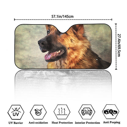 Vintage German Shepherd Portrait Print Car Windshield Sun Shade