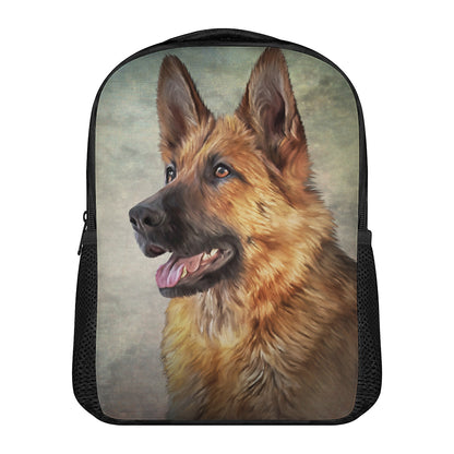 Vintage German Shepherd Portrait Print Casual Backpack