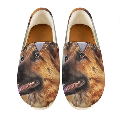 Vintage German Shepherd Portrait Print Casual Shoes