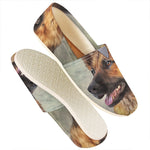 Vintage German Shepherd Portrait Print Casual Shoes
