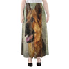 Vintage German Shepherd Portrait Print Chiffon Maxi Skirt