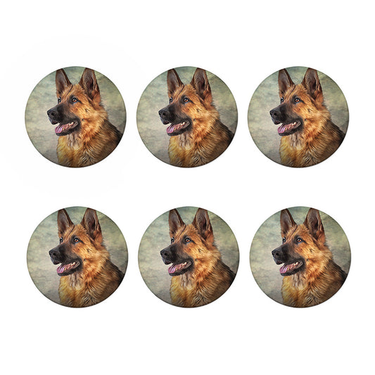 Vintage German Shepherd Portrait Print Coaster Set