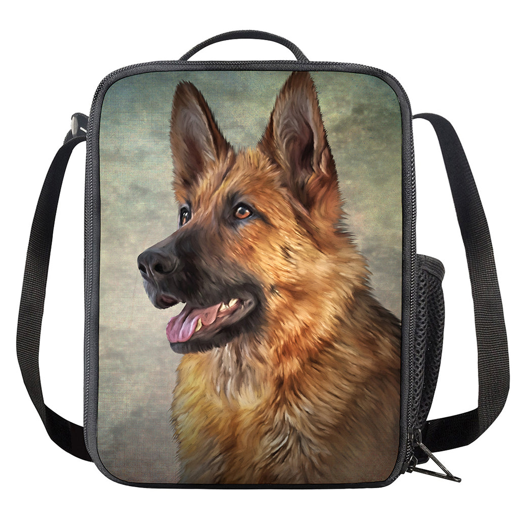 Vintage German Shepherd Portrait Print Crossbody Lunch Bag