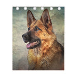 Vintage German Shepherd Portrait Print Curtain
