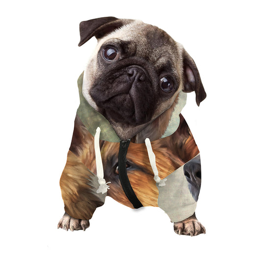 Vintage German Shepherd Portrait Print Dog Zip Up Hoodie