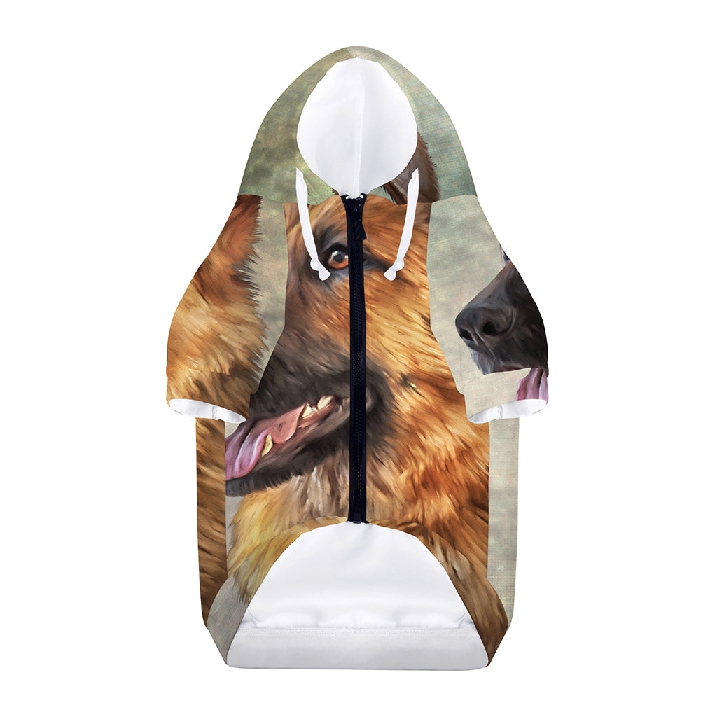 Vintage German Shepherd Portrait Print Dog Zip Up Hoodie