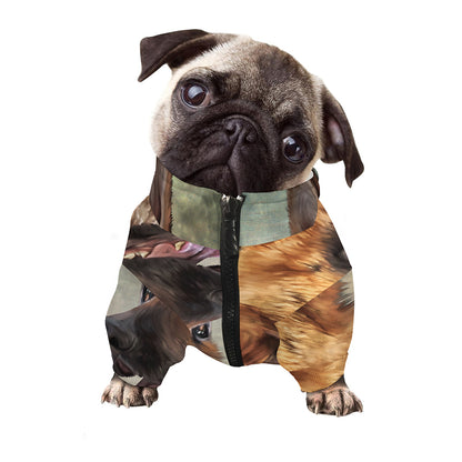 Vintage German Shepherd Portrait Print Dog Zip Up Jacket