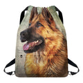 Vintage German Shepherd Portrait Print Drawstring Backpack