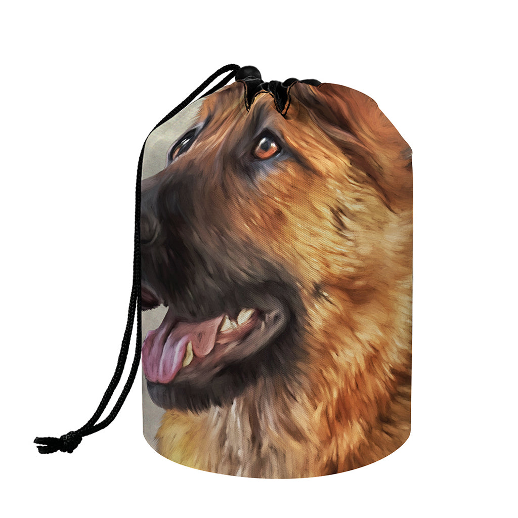 Vintage German Shepherd Portrait Print Drawstring Makeup Bag