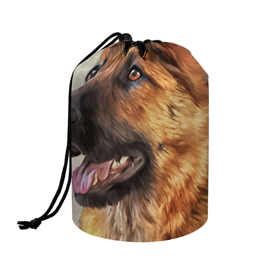 Vintage German Shepherd Portrait Print Drawstring Makeup Bag