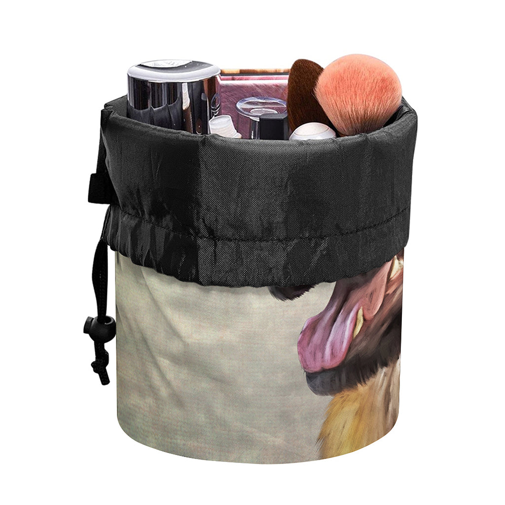 Vintage German Shepherd Portrait Print Drawstring Makeup Bag