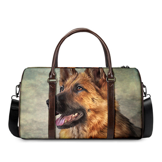 Vintage German Shepherd Portrait Print Duffle Bag