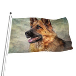 Vintage German Shepherd Portrait Print Flag