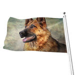Vintage German Shepherd Portrait Print Flag