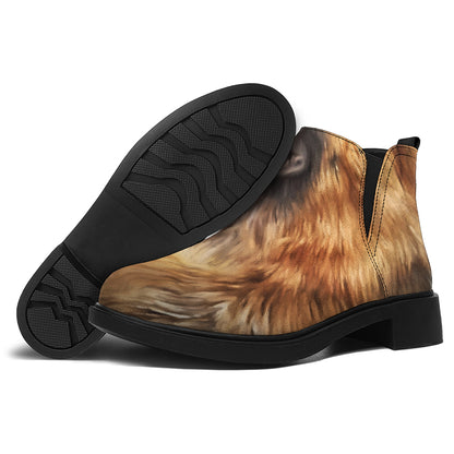 Vintage German Shepherd Portrait Print Flat Ankle Boots