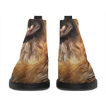 Vintage German Shepherd Portrait Print Flat Ankle Boots