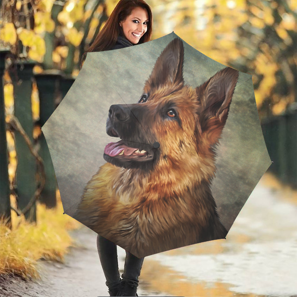 Vintage German Shepherd Portrait Print Foldable Umbrella