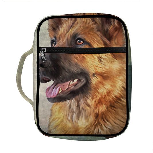 Vintage German Shepherd Portrait Print Front Pocket Bible Bag