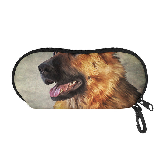 Vintage German Shepherd Portrait Print Glasses Case