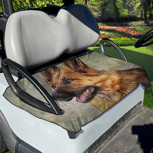 Vintage German Shepherd Portrait Print Golf Cart Seat Cover