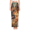 Vintage German Shepherd Portrait Print High Slit Maxi Skirt