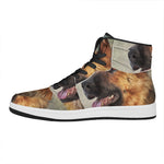 Vintage German Shepherd Portrait Print High Top Leather Sneakers
