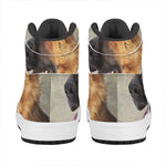 Vintage German Shepherd Portrait Print High Top Leather Sneakers