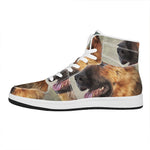 Vintage German Shepherd Portrait Print High Top Leather Sneakers