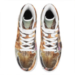 Vintage German Shepherd Portrait Print High Top Leather Sneakers
