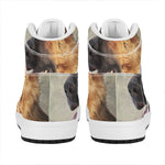 Vintage German Shepherd Portrait Print High Top Leather Sneakers