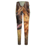 Vintage German Shepherd Portrait Print High-Waisted Pocket Leggings