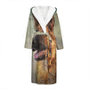 Vintage German Shepherd Portrait Print Hooded Bathrobe